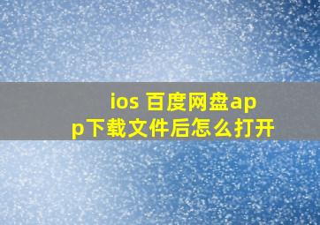 ios 百度网盘app下载文件后怎么打开